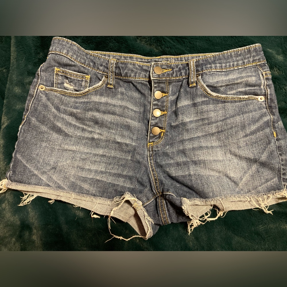 Universal Thread Button Fly Distressed Jean Shorts